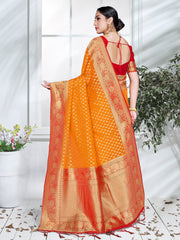 Orange Organza Silk Saree
