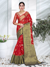 Elegant Red Organza Silk Saree