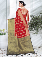 Elegant Red Organza Silk Saree