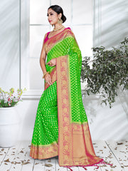 Elegant Green Organza Silk Saree