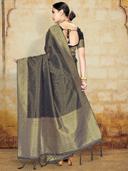 Elegant Black Organza Silk Saree