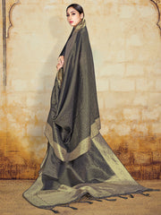 Elegant Black Organza Silk Saree