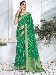 Elegant Green Organza Silk Saree