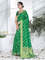 Elegant Green Organza Silk Saree