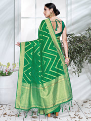 Elegant Green Organza Silk Saree