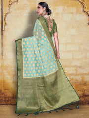Sea Green Organza Silk Saree