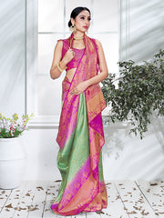 Beautiful Green Banarasi Art Silk Woven Saree