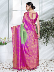 Beautiful Green Banarasi Art Silk Woven Saree