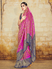 Elegant Pink Banarasi Art Silk Woven Saree