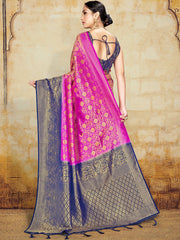 Elegant Pink Banarasi Art Silk Woven Saree