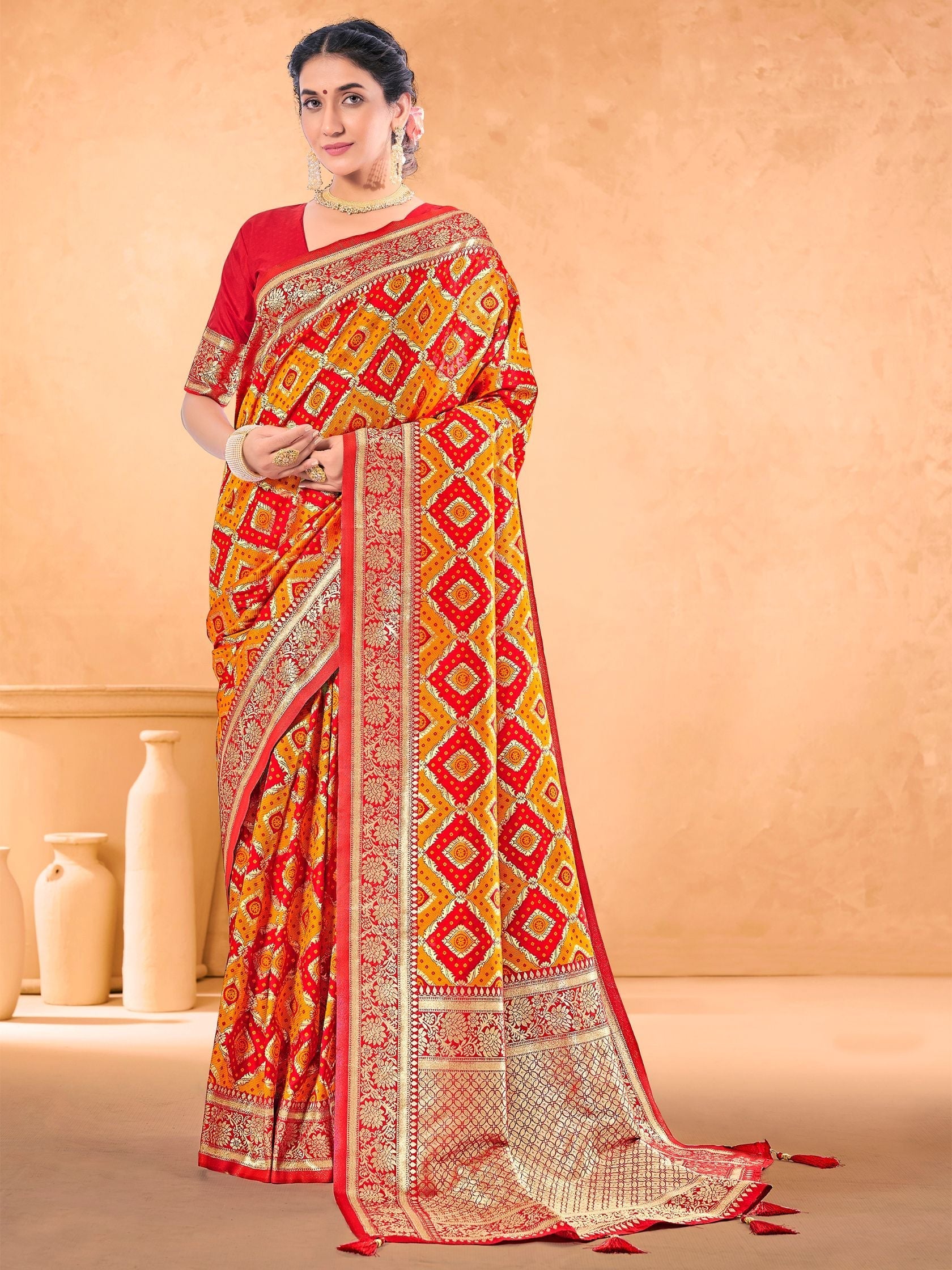 Elegant Mustard Art Silk Saree