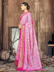 Beautiful Pink Cotton Silk Woven Saree