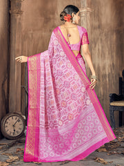 Beautiful Pink Cotton Silk Woven Saree