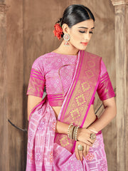 Beautiful Pink Cotton Silk Woven Saree