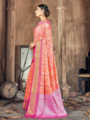 Elegant Orange Cotton-Silk Saree