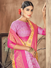 Vibrant Yellow Cotton-Silk Woven Saree