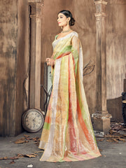 Chic Multi Cotton Silk Woven Saree with Woven Design