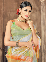 Chic Multi Cotton Silk Woven Saree with Woven Design