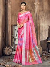 Stunning Pink Cotton Silk Woven Saree with Woven Design