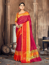 Elegant Red Cotton-Silk Woven Saree