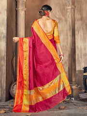 Elegant Red Cotton-Silk Woven Saree