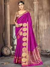 Elegant Pink Cotton-Silk Woven Saree