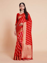 Elegant Red Organza Silk Saree