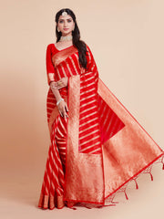 Elegant Red Organza Silk Saree