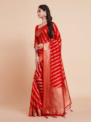 Elegant Red Organza Silk Saree