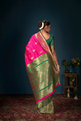 Elegant Pink Art Silk Banarasi Saree