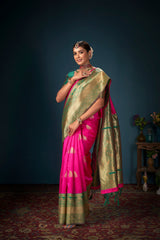Elegant Pink Art Silk Banarasi Saree