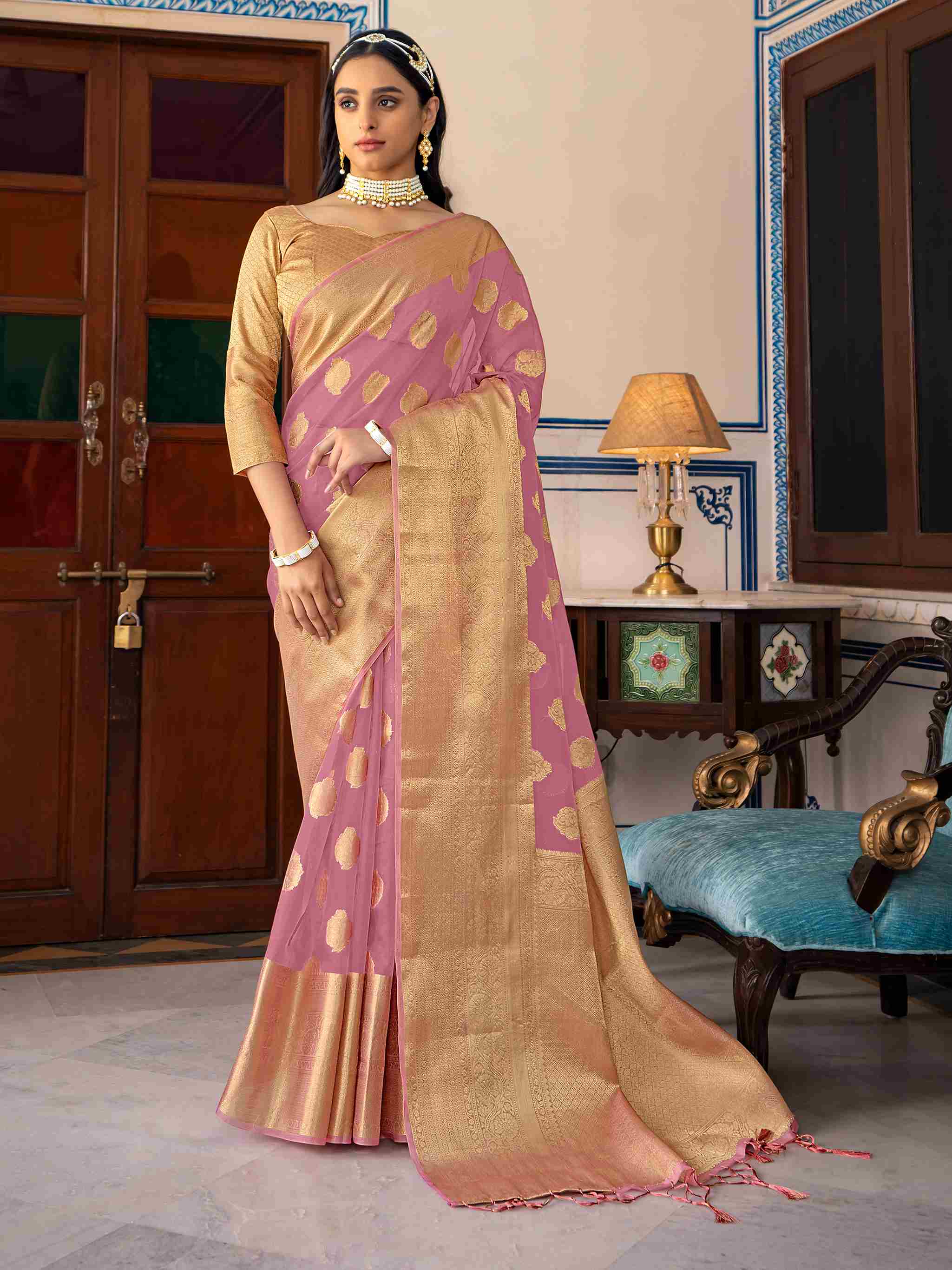 Elegant Purple Organza Silk Saree