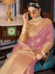 Elegant Purple Organza Silk Saree