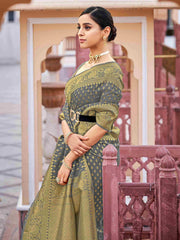 Elegant Grey Organza Silk Saree