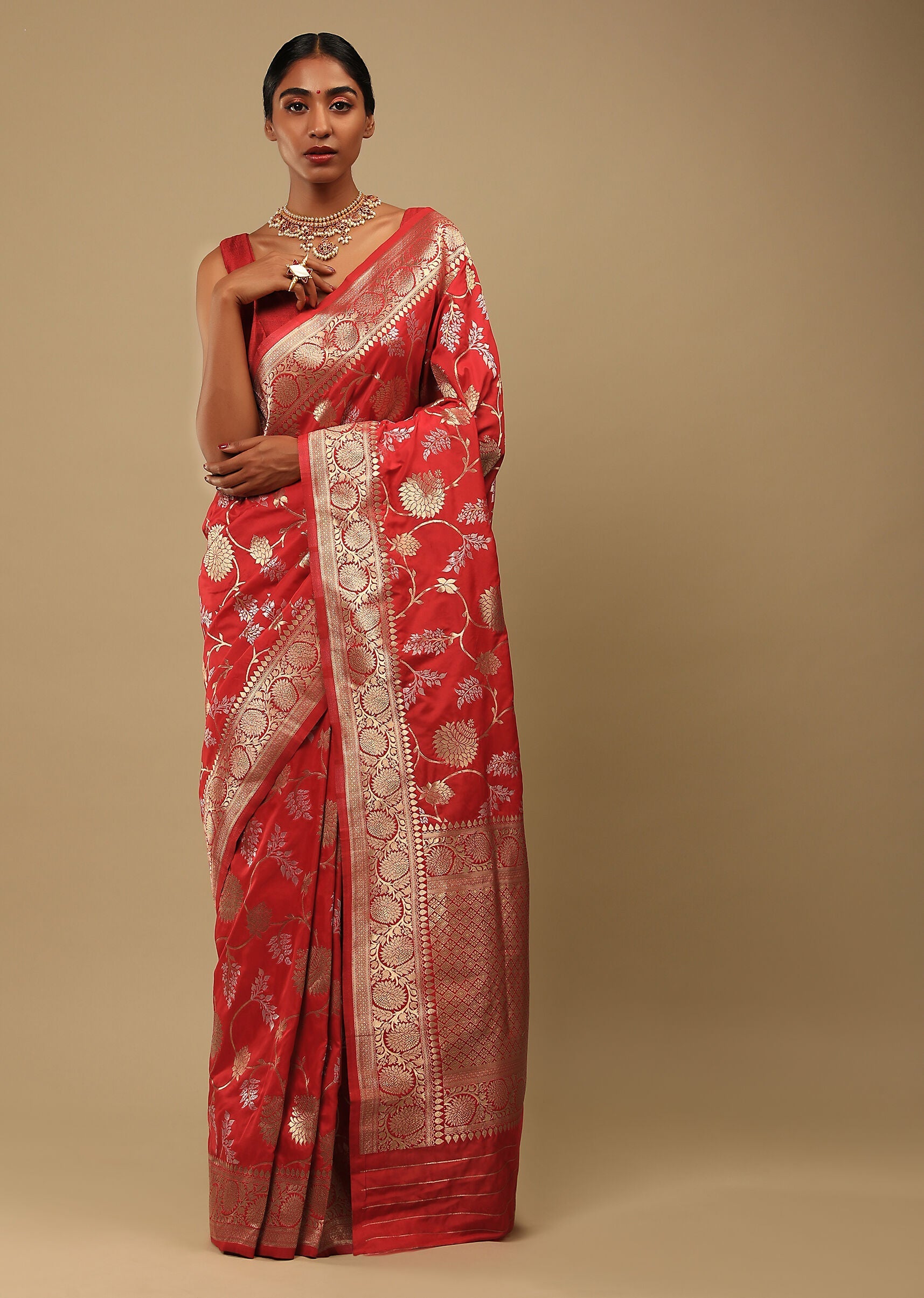 Elegant Pink Art Silk Banarasi Saree