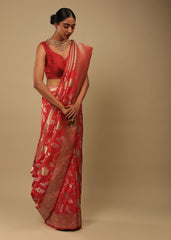Elegant Pink Art Silk Banarasi Saree