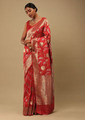 Elegant Pink Art Silk Banarasi Saree