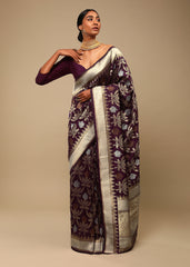 Elegant Purple Art Silk Banarasi Saree
