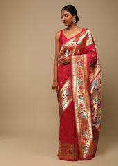 Elegant Pink Art Silk Banarasi Saree