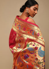 Elegant Pink Art Silk Banarasi Saree