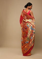 Elegant Pink Art Silk Banarasi Saree