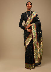 Elegant Black Art Silk Banarasi Saree