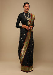 Elegant Black Art Silk Banarasi Saree