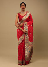 Elegant Red Art Silk Banarasi Saree