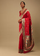 Elegant Red Art Silk Banarasi Saree