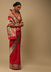 Elegant Red Art Silk Banarasi Saree