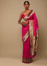 Elegant Pink Art Silk Banarasi Saree