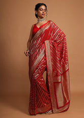 Elegant Red Art Silk Banarasi Saree