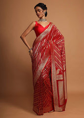 Elegant Red Art Silk Banarasi Saree