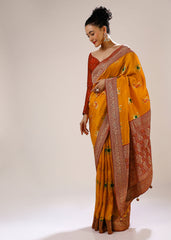 Elegant Mustard Art Silk Banarasi Saree